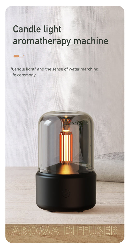 Black Creative Candleligh Aromatherapy Diffuser USB Desktop Ambient Candle Lamp Humidifier V888-ELOSUNG36629