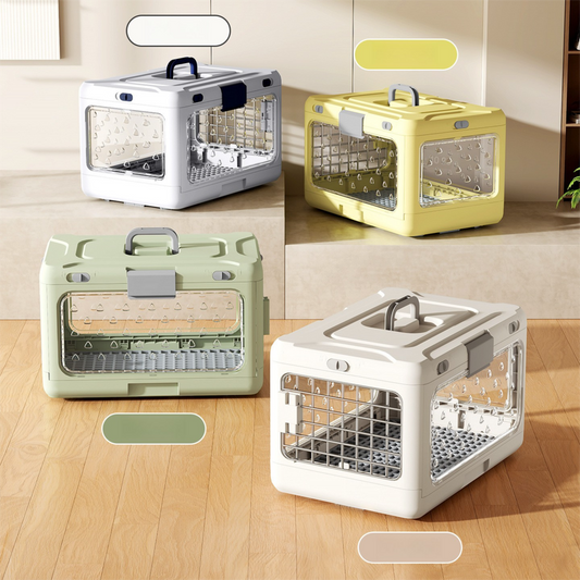Blue Premium Foldable Pet Carrier Crate - Breathable Aviation Travel Box for Cats & Small Dogs up to 10kg - V888-ELOSUNG36698