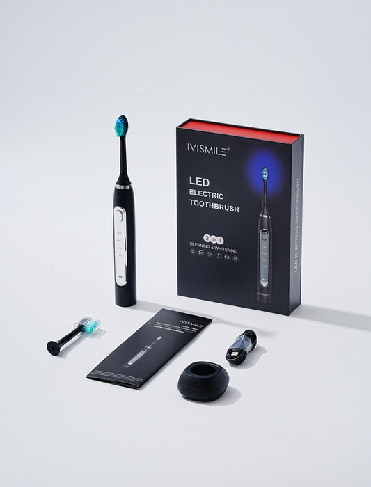 Black 03TB Electric Toothbrush Replacement Heads 2-Pack - Blue Light Whitening Sonic Cleaning Brush Heads for V888-ELOSUNG36729