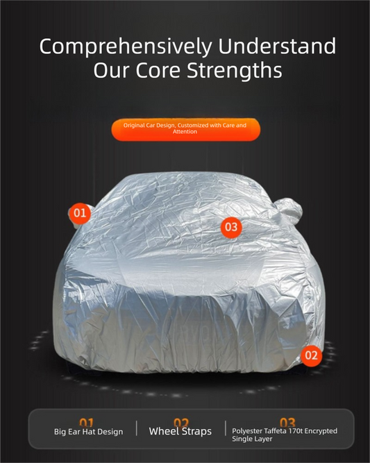 Silver 3XXL Universal Car Cover - 170T Taffeta Fabric, All-Weather Protection for Cars(5300x2000x1500MM) V888-ELOSUNG36797