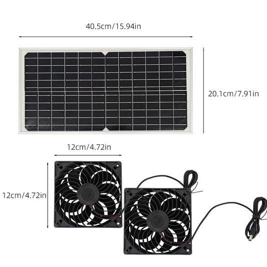 Solar Panel Fan Kit - 16W Monocrystalline Solar Powered Ventilation System with Dual Fans V888-ELOSUNG36869