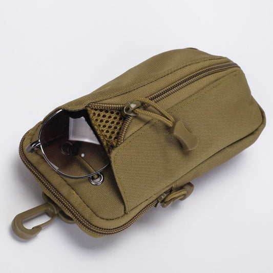 Black Multi-Functional Outdoor Water Bottle & Phone Pouch - Tactical Zippered Waist Pack for Travel, Hiking, V888-ELOSUNG36910