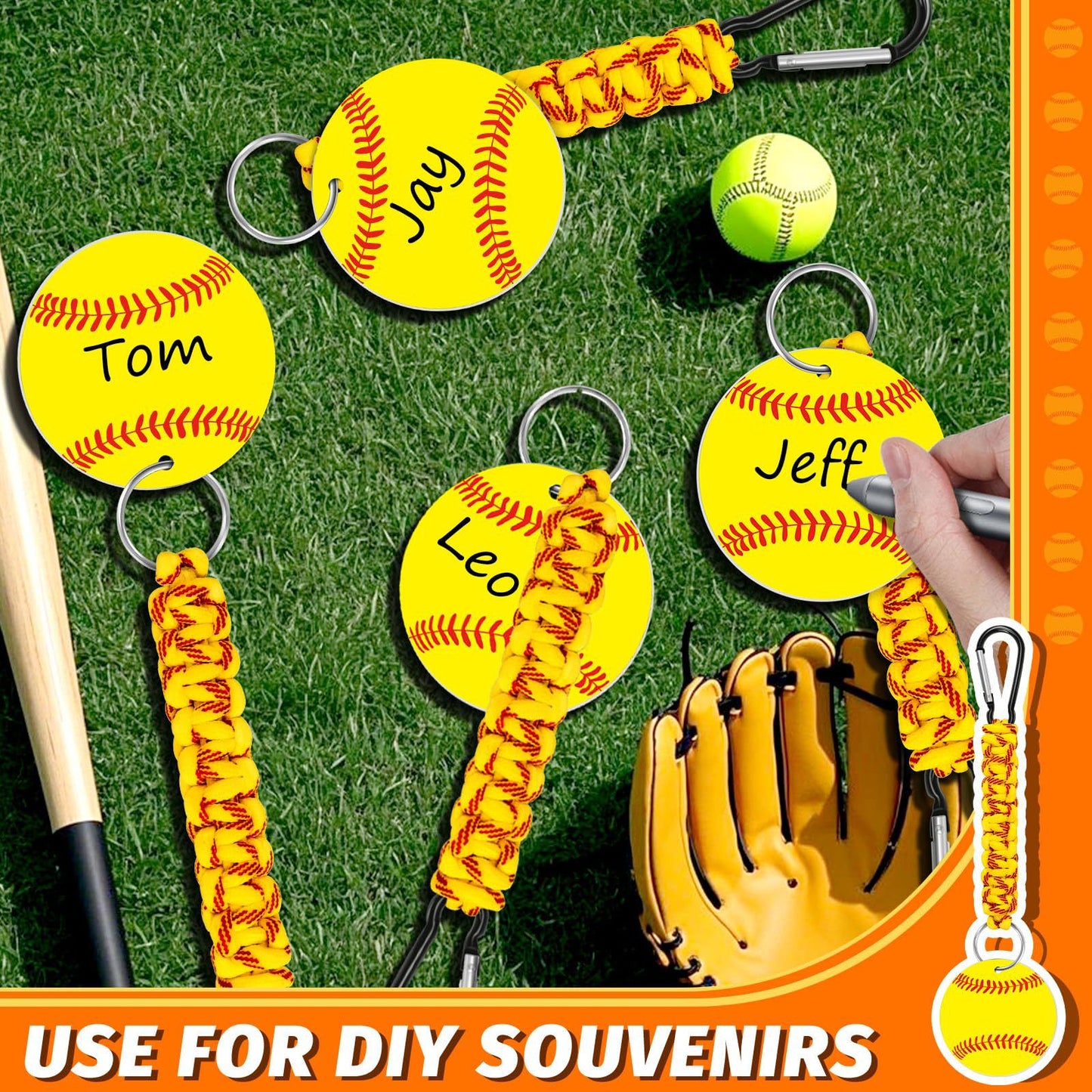 Brown DIY Basketball Keychain - Acrylic Ball Pendant with Nylon Rope, 2-Pack V888-ELOSUNG36939