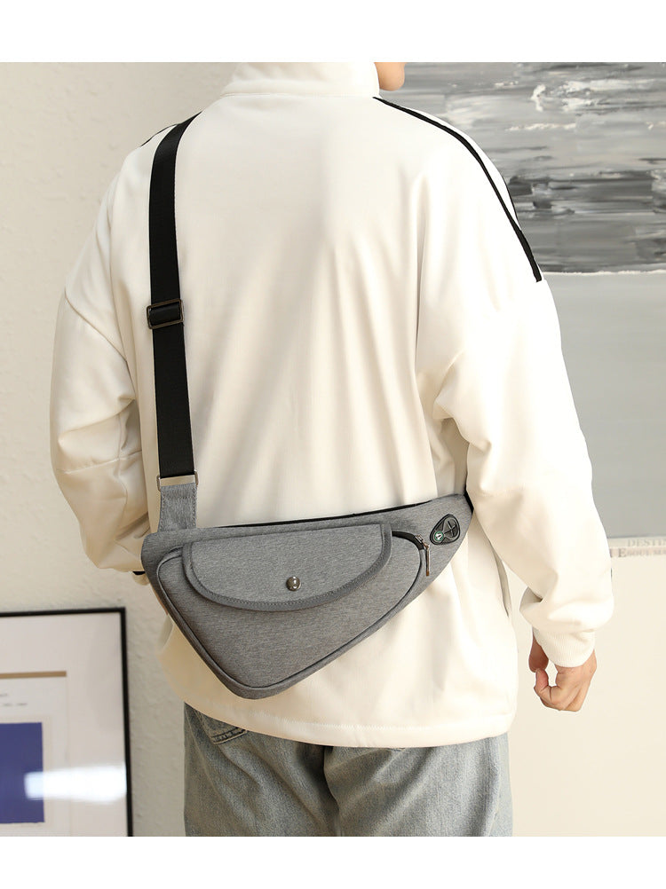 Grey Men's Nylon Fabric Chest Bag - Lightweight, Waterproof & Multi-Functional Crossbody Sling Bag V888-ELOSUNG36964