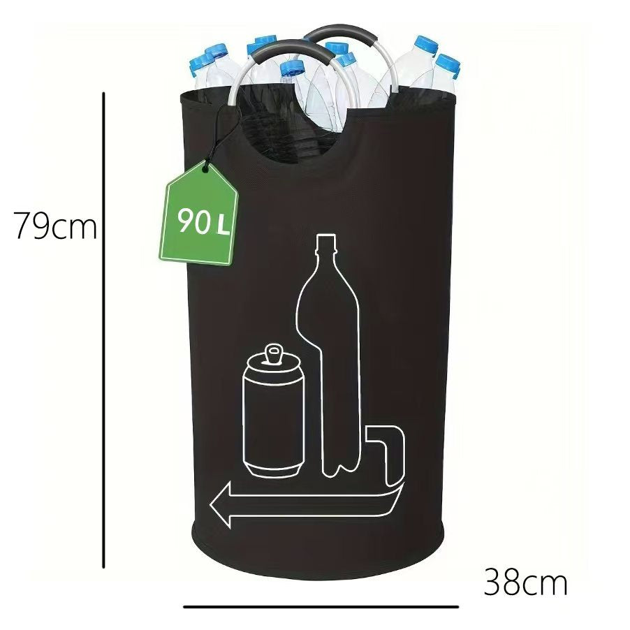 Black Portable Oxford Fabric Collapsible Laundry Basket - Waterproof, Multi-Use Storage Bin for Bottles, V888-ELOSUNG36975