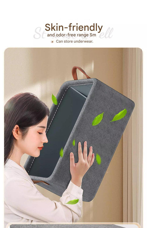 2pc Foldable Fabric Storage Bin with Steel Frame & Handles - 26L Stackable Closet Organizer(Green) V888-ELOSUNG37080