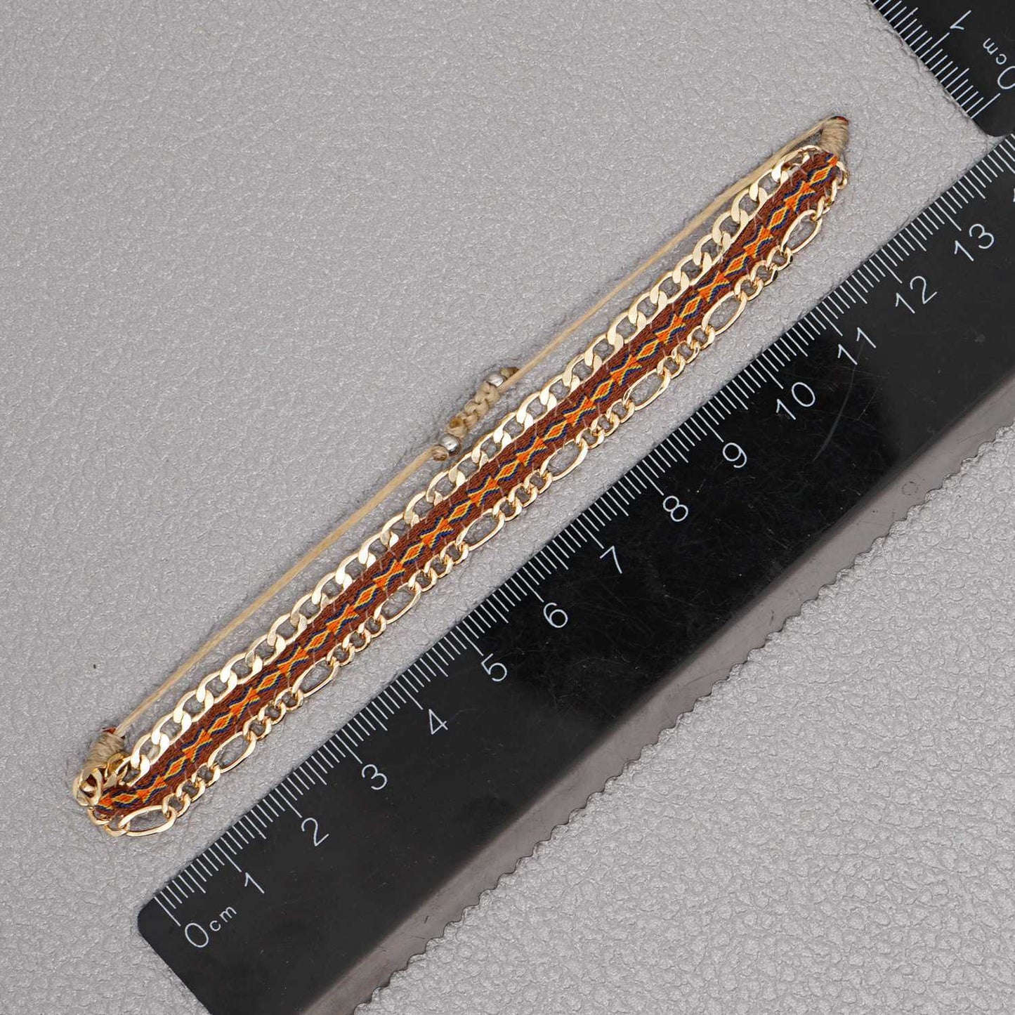 Red Style Artisan Boho Beaded Bracelet - Handmade Woven Friendship Band with Gold-Plated Chain V888-ELOSUNG38005