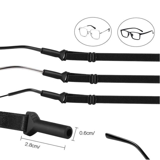 10-Pack Adjustable Sport Eyewear Retainer Straps - Black Anti-Slip Glasses Cord 210mm (Stretches to 320mm) V888-ELOSUNG38167