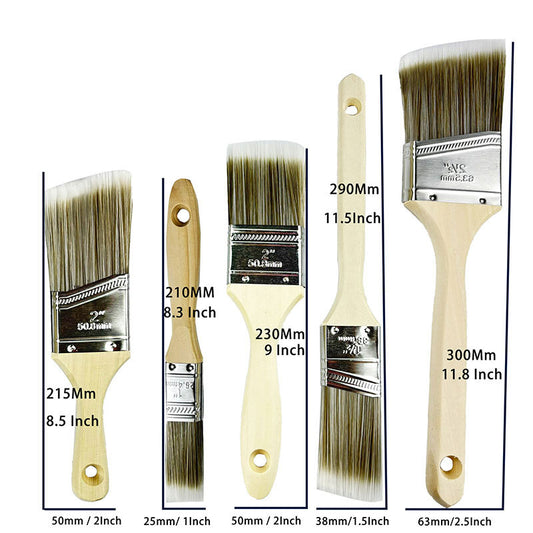 Professional 5-Piece Paint Brush Set - Includes Angled & Flat Brushes for a Perfect Finish on Walls & Trim V888-ELOSUNG38234