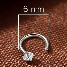 6mm (4-Pair Set) Minimalist C-Shaped Hoop Earrings with CZ Studs - S999 Sterling Silver V888-ELOSUNG38245