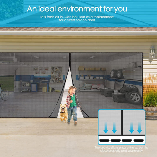 No-Drill Magnetic Garage Door Screen - Polyester Mosquito Net Curtain, Cross-border Home Summer Velcro Garage V888-ELOSUNG38390