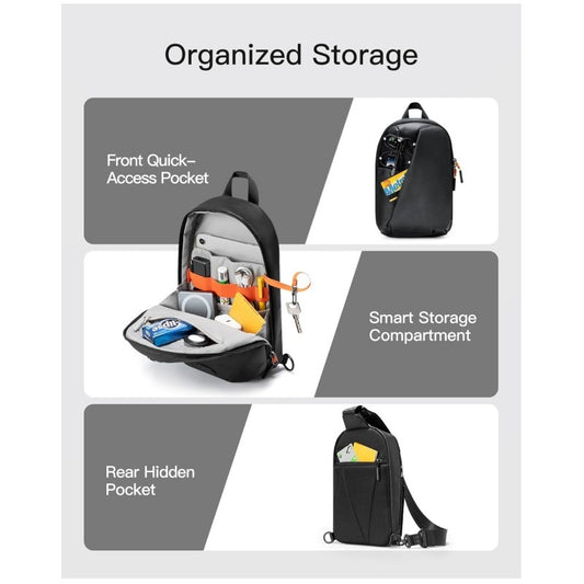 Black Modern Urban Sling Bag Crossbody Chest Pack with Quick Adjustable Strap Compact Daypack for Travel and V888-ELOSUNG38492