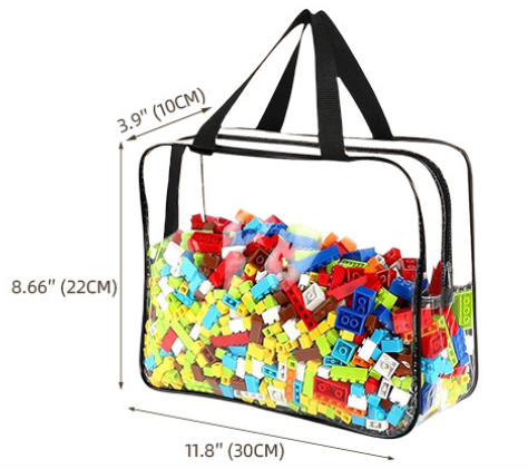 6 Pack Clear PVC Toy Storage Bags Waterproof Zippered Organizer for Puzzles and Blocks Multi Purpose Travel V888-ELOSUNG38511