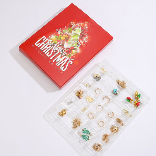 Santa Claus Edition Christmas Jewellery Advent Calendar 24 Day Countdown Blind Box Set Includes Earrings V888-ELOSUNG38514
