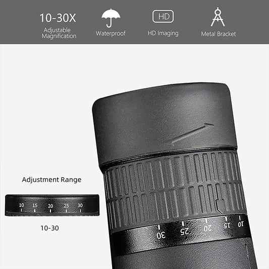10-30X50 High Power Zoom Monocular Telescope Set with Smartphone Holder and Tripod Waterproof HD Spotting V888-ELOSUNG38563