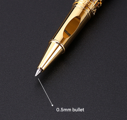 Black Two-piece Set Luxury Retro Dragon Head Signature Pen Gift Set - Full Metal 0.5mm Rollerball Each Set V888-ELOSUNG38806