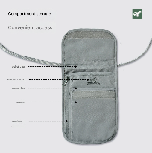 Black 2 Pack RFID Blocking Travel Neck Pouch Passport Holder & Document Organiser Water Resistant Hidden V888-ELOSUNG38875