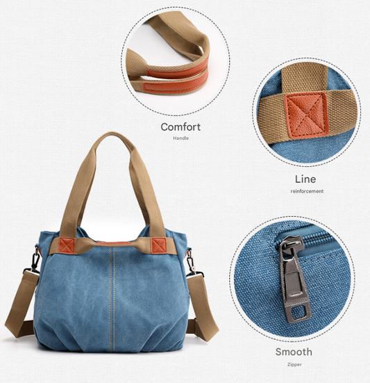 Black Women's Retro Canvas Tote Bag Large Capacity Shoulder Handbag Adjustable Crossbody Strap 35cm for V888-ELOSUNG38986