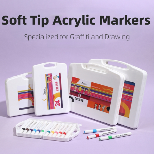 12 Color Acrylic Markers - Soft Brush Tip V888-ELOSUNG39101