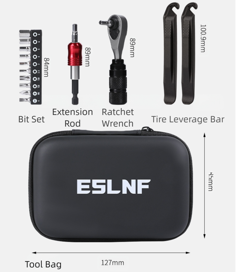Compact Bicycle Ratchet Tool Kit With Tire Patch & Titanium Mini Pump V888-ELOSUNG39126