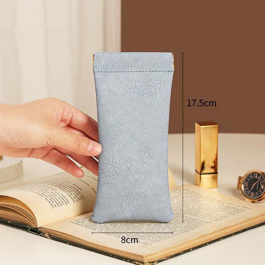 3-Pieces PU Blue Leather Glasses Pouch(18 * 8 CM) - Water Resistant, Soft Lining, Snap Closure, Universal V888-ELOSUNG39222