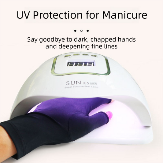 5-Pair Black UV Protection Fingerless Gloves for Nail Art Curing and Cycling Sun Protection - Made of V888-ELOSUNG39413