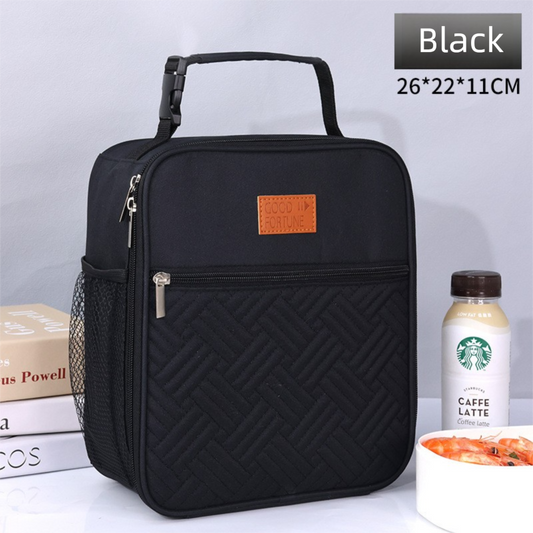 2-Pack Plaid Pattern Insulated Lunch Bag Set(Black & White) - Oxford Cloth Tote with Thermal Aluminum Foil, V888-ELOSUNG39557