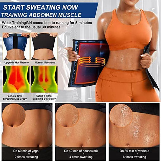 Blue Silver Ion Sauna Waist Trainer for Women(Size L) - 2-in-1 Zipper and Hook/Eye Sweat-Wicking Sports V888-ELOSUNG39575