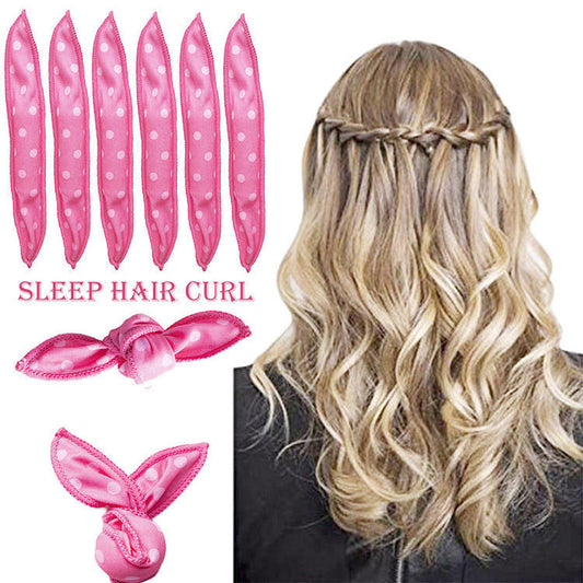 20-Pack Black Polka Dot Bow Sponge Hair Rollers Set - Soft Sleep Pillow Lazy No-Heat Curler for Heatless V888-ELOSUNG39583