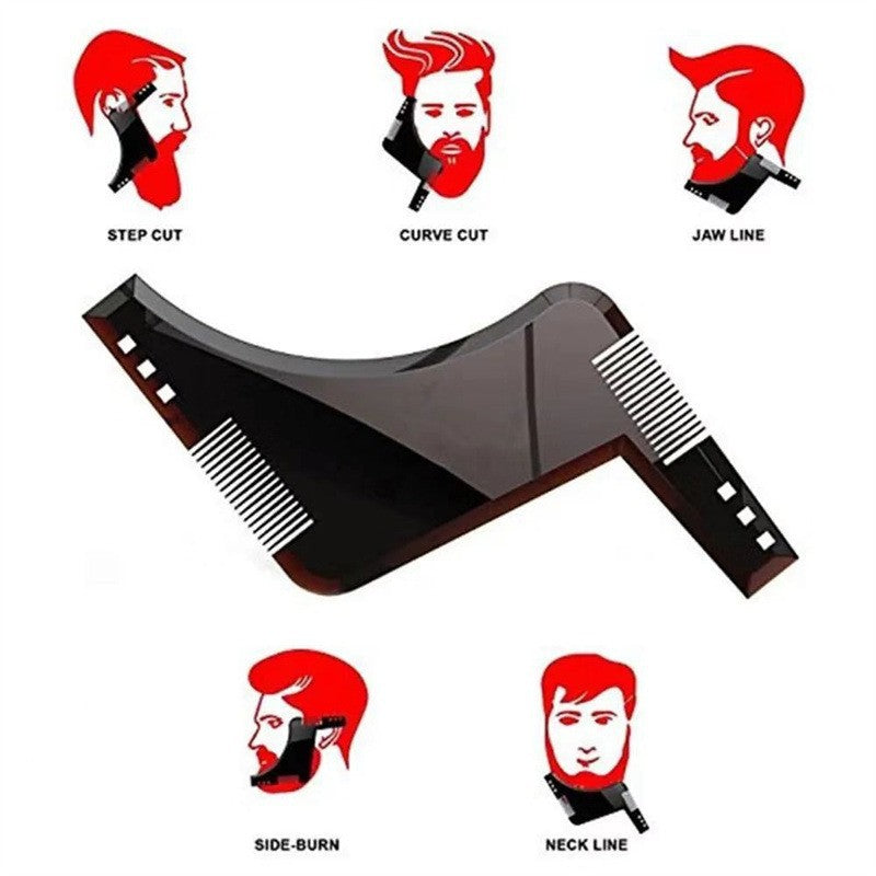 4-Pack Dual-Sided Beard Shaping Tool - Template Comb Set for Cheek, Neckline, and Jawline Grooming V888-ELOSUNG39614