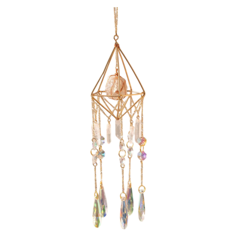 Cloud & Rain Handcrafted Suncatcher - Natural Agate & Cone Prism for Window Decoration V888-ELOSUNG39640