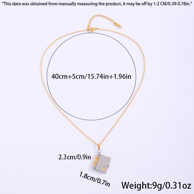 Gold-Sliver Titanium Steel Fading-Resistant Envelope Locket Necklace - Openable Love Letter Pendant for V888-ELOSUNG39687