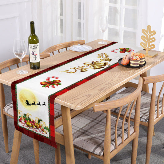 Style-6 New Year & Christmas Table Runner(33 x 180 CM) - Festive Linen Tablecloth, Digital Print Christmas V888-ELOSUNG39779
