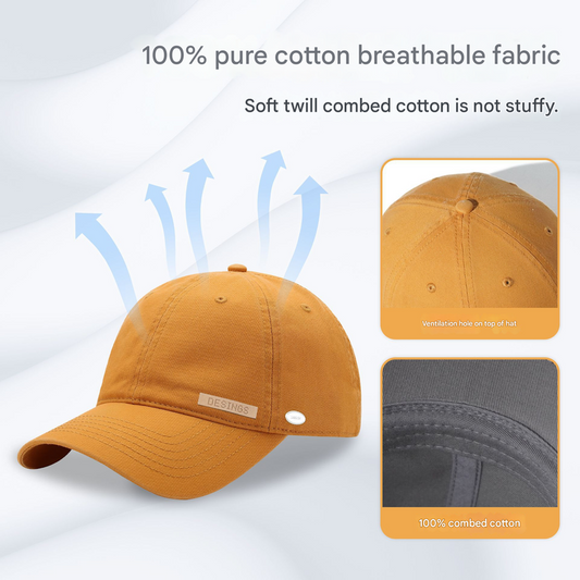 Beige Premium Pure Cotton Quick-Dry Baseball Cap - Outdoor Sports & Camping Sun Hat, Adjustable Fit(59-65cm) V888-ELOSUNG40186
