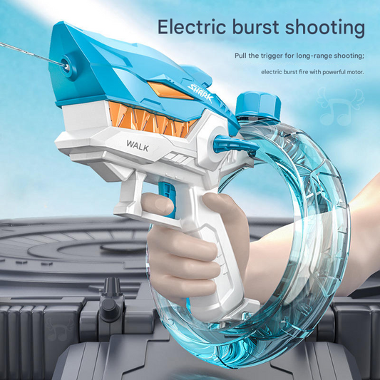 Blue Electric Shark Water Gun for Kids - Automatic Continuous Shot Blaster with Large Capacity Water Bottle & V888-ELOSUNG40227