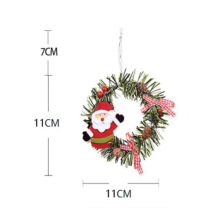 Bear Mini Christmas Wreath Ornaments (11cm) - Festive Santa, Snowman & Reindeer Decor for Doors & Windows V888-ELOSUNG40338