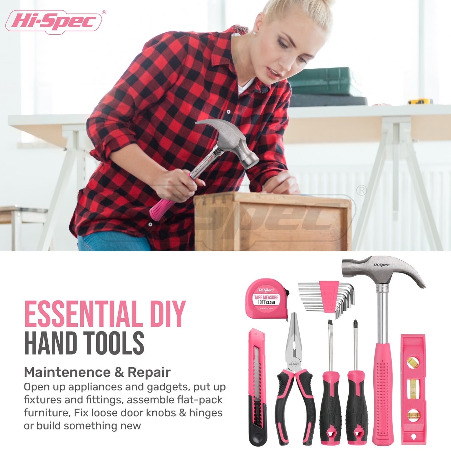 58 Piece Home Tool Set with 8V Cordless Drill Driver Kit Rechargeable Electric Screwdriver for DIY Repairs V888-ELOSUNG40378