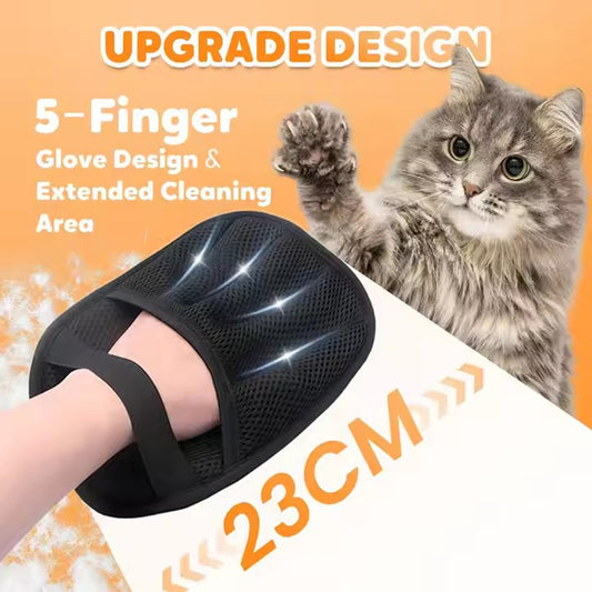 2-Pack Black Pet Hair Removal Gloves - Static Cling Lint Remover for Cats and Dogs, Effective Fur & Dust V888-ELOSUNG40591