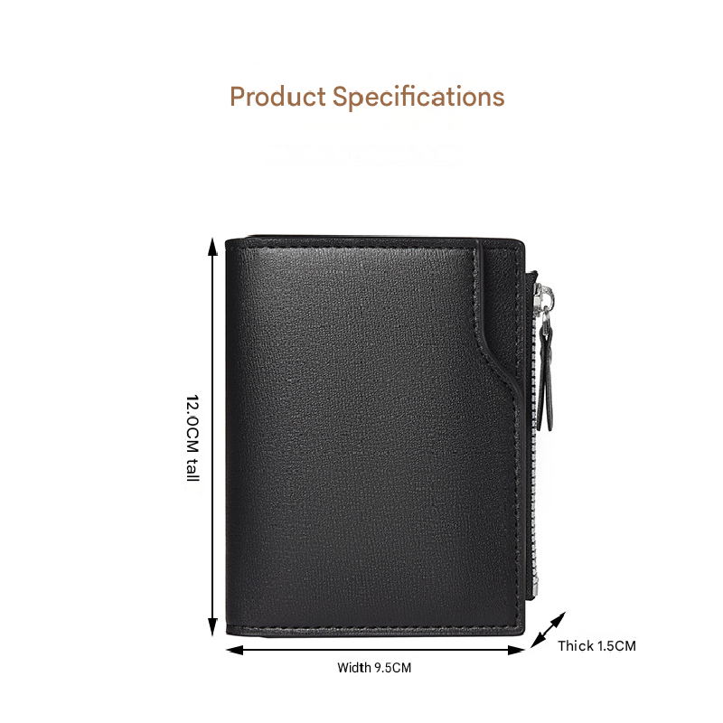 Coffee color Men's Compact Wallet - Multi-Card Holder with Zippered Coin Pocket, 13 Card Slots, Lightweight V888-ELOSUNG40640