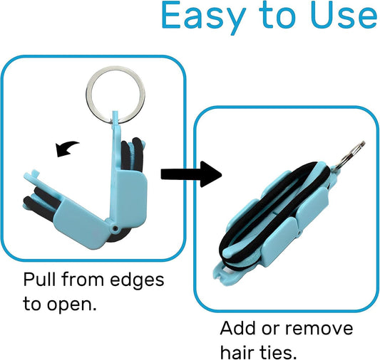 3-PCS Black Portable Hair Tie Organizer Keychain Compact Hair Accessories Holder with Clip for Travel School V888-ELOSUNG40745