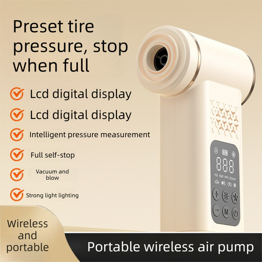 Beige 4-in-1 Car Vacuum Cleaner and Tyre Inflator Portable Cordless Air Pump with LED Light and Digital V888-ELOSUNG40841