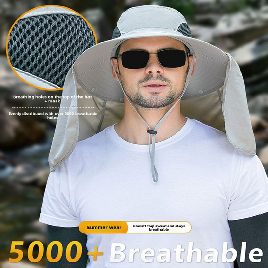 Black UPF 50+ Sun Protection Fishing Hat Wide Brim Neck Flap Quick Dry Bucket Hat for Outdoor Hiking and V888-ELOSUNG40856