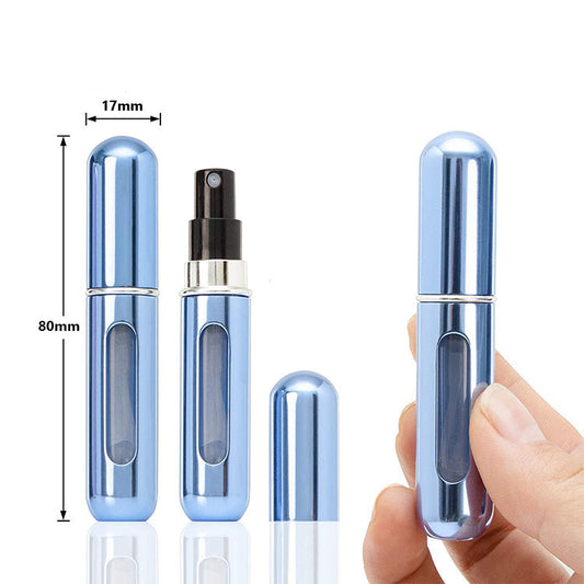 5-Pcs Azure blue 5ml Refillable Perfume Atomizer Portable Bottom Fill Travel Spray Bottle for Fragrance and V888-ELOSUNG40924