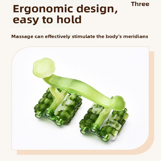2-Pcs Green Manual Roller Massager Handheld Full Body Relaxation Tool for Back Waist Legs Moon Car Design V888-ELOSUNG40977