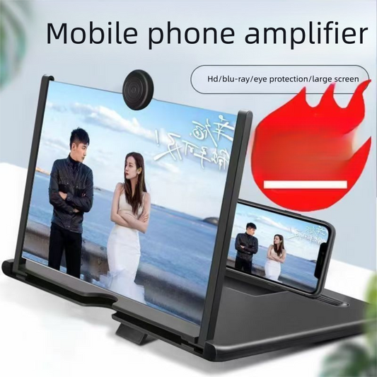 Black Portable 10-Inch Mobile Phone Screen Magnifier with Foldable Stand - 3D HD Video Amplifier for Movies & V888-ELOSUNG41018