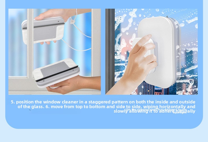 Magnetic Double Sided Window Cleaner for 20-35mm Double Glazed Glass High Rise Safety Wiper Tool White V888-ELOSUNG41046