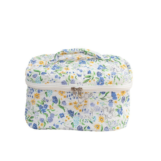 3SET Quilted Floral Makeup Bag Collection Cute Rabbit Pattern Cosmetic Pouch &Travel Toiletry Organizer & V888-ELOSUNG41059