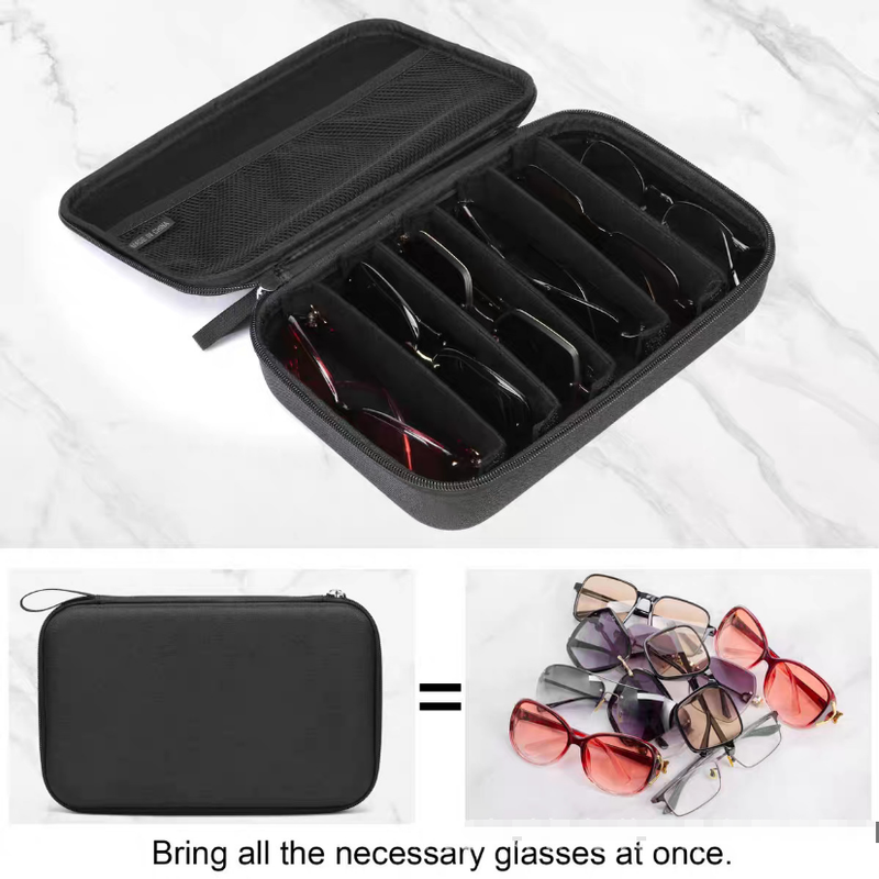 Portable 8-Slot Sunglasses Organiser Case Hard Shell EVA Storage Box Large Capacity Display Holder with V888-ELOSUNG41493