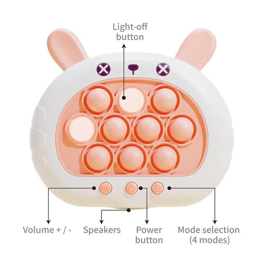 Electronic Fast Push Pop Game - Pink Rabbit Fidget Console with Lights & Sound - 4 Modes Memory & Speed V888-ELOSUNG41746