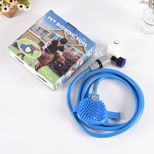 2-in-1 Pet Bathing Tool & Massager - Handheld Silicone Shower Sprayer Scrubber for Dogs & Cats - 2.2m Hose V888-ELOSUNG41749